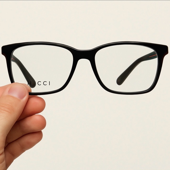 Gucci Men’s Black Rectangular Optical Glasses – Classic Acetate Frames - Picture 1 of 2